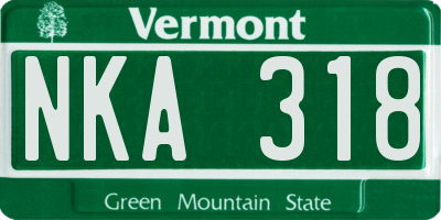 VT license plate NKA318
