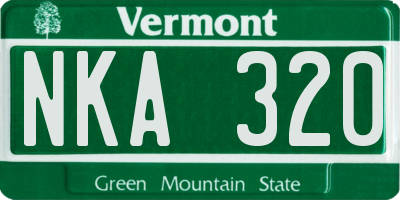 VT license plate NKA320