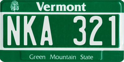 VT license plate NKA321