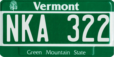 VT license plate NKA322