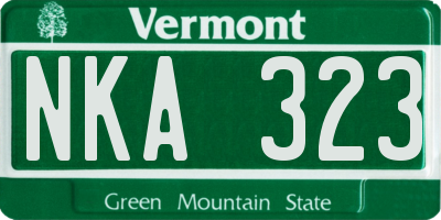 VT license plate NKA323