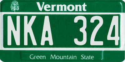 VT license plate NKA324
