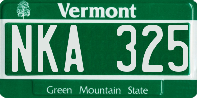VT license plate NKA325