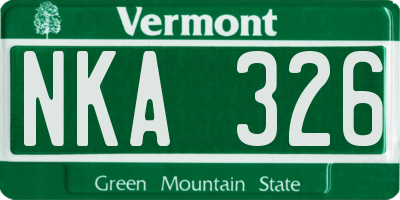 VT license plate NKA326