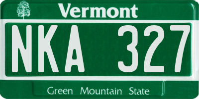 VT license plate NKA327