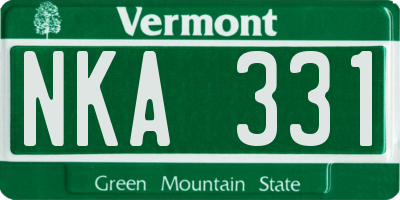 VT license plate NKA331