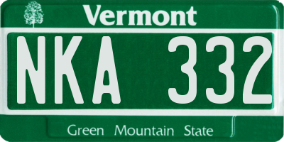 VT license plate NKA332