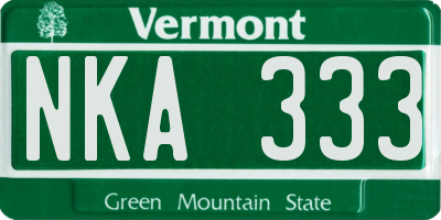 VT license plate NKA333
