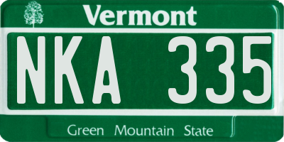 VT license plate NKA335