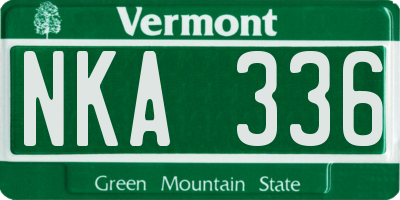 VT license plate NKA336