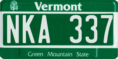 VT license plate NKA337