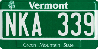 VT license plate NKA339