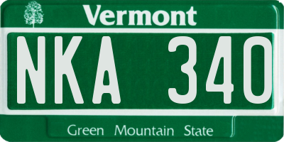 VT license plate NKA340