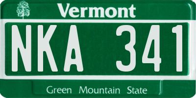 VT license plate NKA341