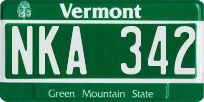 VT license plate NKA342