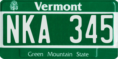 VT license plate NKA345