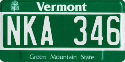VT license plate NKA346