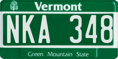 VT license plate NKA348