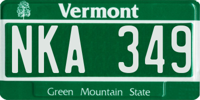 VT license plate NKA349