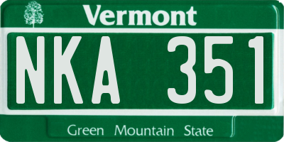 VT license plate NKA351