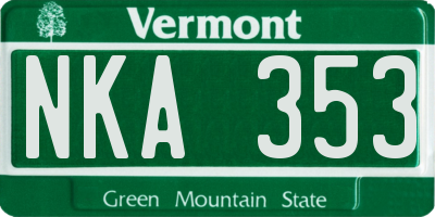VT license plate NKA353