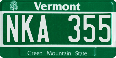 VT license plate NKA355