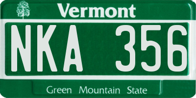 VT license plate NKA356