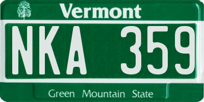 VT license plate NKA359