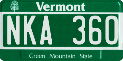 VT license plate NKA360