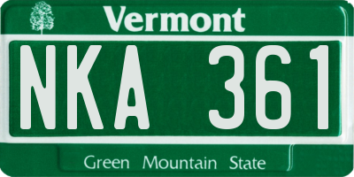VT license plate NKA361