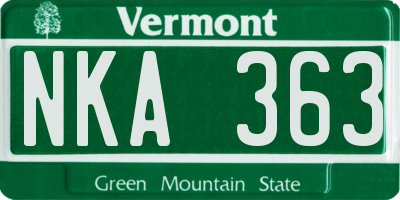 VT license plate NKA363
