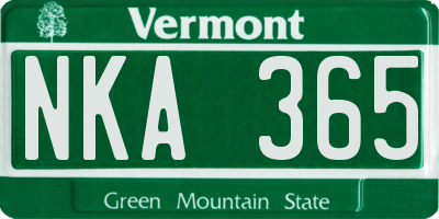 VT license plate NKA365