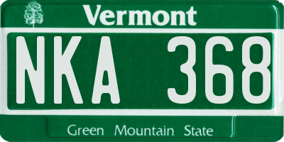 VT license plate NKA368