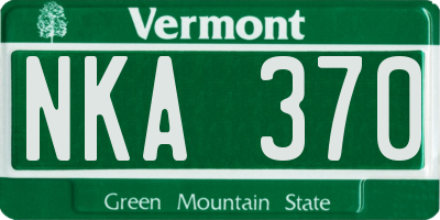 VT license plate NKA370