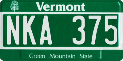 VT license plate NKA375