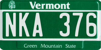 VT license plate NKA376