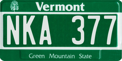 VT license plate NKA377
