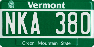 VT license plate NKA380
