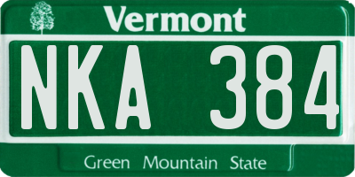VT license plate NKA384