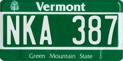VT license plate NKA387