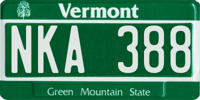 VT license plate NKA388