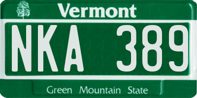 VT license plate NKA389