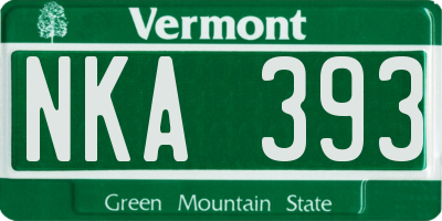VT license plate NKA393