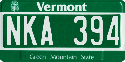 VT license plate NKA394