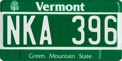VT license plate NKA396