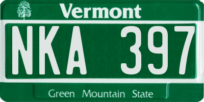VT license plate NKA397