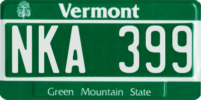 VT license plate NKA399