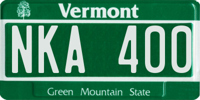VT license plate NKA400