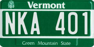 VT license plate NKA401
