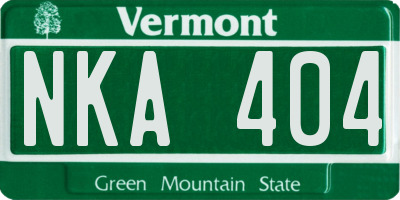VT license plate NKA404